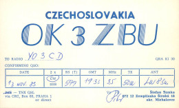 Radio Amateur QSL Post Card Y03CD OK3ZBU Czechoslovakia - Radio Amateur