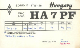 Radio Amateur QSL Post Card Y03CD HA7PF Hungary - Radio Amateur