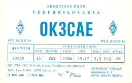 Radio Amateur QSL Post Card Y03CD OK3CAE Czechoslovakia - Radio Amatoriale