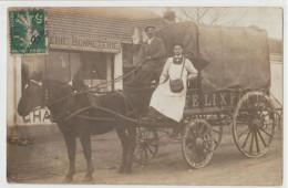 CARTE PHOTO ECRITE DE LA ROCHELLE 1907 - ATTELAGE DE LIVRAISON FELIX POTIN - EPICERIE PARISIENNE - MERCERIE - BONNETERIE - La Rochelle