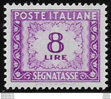 1956 Italia Segnatasse Lire 8 Lilla Bc MNH Sass N. 112 - Altri & Non Classificati