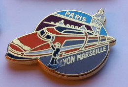 N185 Pin's SNCF TGV ORANGE Paris Lyon Marseille Signé Ballard Achat Immédiat - TGV