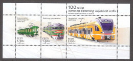 First Electric Train In Estonia 100 Years  2024 Estonia Sheet  Mi BL61 - Trenes