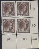 Luxembourg - Luxemburg - Timbres - Bloc à 4   Charlotte    MNH** - 1926-39 Charlotte Right-hand Side