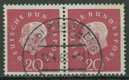 Bund 1959 Heuss Medaillon Bogenmarken 304 Waagerechtes Paar Mit TOP-Stempel - Usados