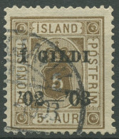 Island 1902 Dienstmarke Ziffer Mit Krone, Mit Aufdruck, D 12 A Gestempelt - Service