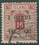 Island 1902 Dienstmarke Ziffer Mit Krone, Mit Aufdruck, D 14 A Gestempelt - Service