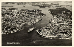 Curacao, N.A, WILLEMSTAD, Air View Of Harbor (1956) Salas RPPC Postcard - Curaçao