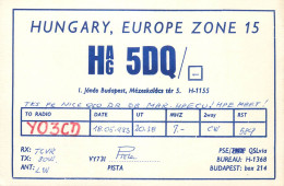 Radio Amateur QSL Post Card Y03CD HA5DQ Hungary - Radio Amateur