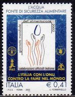 ITALIA REPUBBLICA ITALY REPUBLIC 2002 GIORNATA MONDIALE DELL'ALIMENTAZIONE L'ACQUA FAO IFAD  WFP IPGRI € 0,41 MNH - 2001-10: Mint/hinged