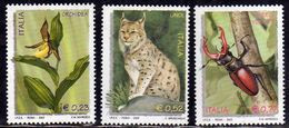 ITALIA REPUBBLICA ITALY REPUBLIC 2002 L'AMBIENTE E LA NATURA FLORA ORCHIDEA FAUNA LINCE CERVO VOLANTE COLEOTTERO SET MNH - 2001-10:  Nuevos