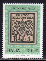 ITALIA REPUBBLICA ITALY REPUBLIC 2002 PRIMI FRANCOBOLLI STATO PONTIFICIO CL 150° ANNIVERSARIO FIRST STAMPS € 0,41 MNH - 2001-10:  Nuovi