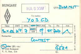 Radio Amateur QSL Post Card Y03CD HA5XW Hungary - Radio Amateur