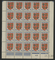 N° 834 10 C BOURGOGNE Panneau De 25 Ex Neufs ** MNH + Coin Daté 29/1/51 Cote 5 € - Feuilles Complètes