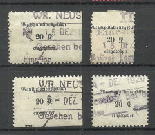 ÖSTERREICH Austria Zug Railway Tax Manipulationsgebühr 20 Kr. Steuer Taxe Gebührenmarke O Zähnungsunterschiede - Revenue Stamps