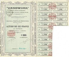 - Titre De 1928 - Handwork. - Société Anonyme Monégasque - N° 7588 - Otros & Sin Clasificación
