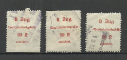 ÖSTERREICH Austria Zug Railway Tax Manipulationsgebühr 20 Kr. Steuer Taxe O Zähnungsunterschiede - Revenue Stamps