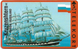 Denmark - KTAS - Ships (Red) - Russia - Kruzenshtern - TDKP029 - 08.1993, 5kr, 3.500ex, Used - Denemarken