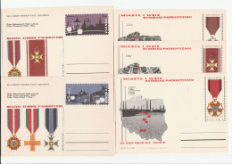 5 Diff Poland MEDALS  WWII Anniv POSTAL STATIONERY CARDS 1970s Stamps Cover Medal - 2. Weltkrieg