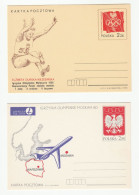 2 Diff OLYMPICS Poland Anniv 1956 Duneska, 1980 Flight POSTAL Stationery CARDS Olympic Games Cover Stamps Sport - Summer 1956: Melbourne