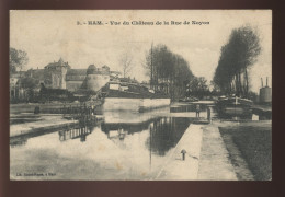 80 - HAM - VUE DU CHATEAU DE LA RUE DE NOYON - CANAL -  PENICHES - Ham