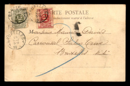 CARTE DE VERSAILLES, TAXEE 1 TIMBRE 10C, 1 TIMBRE 20C - CACHET DE BRUXELLES DU 29.05.1904 - Brieven En Documenten
