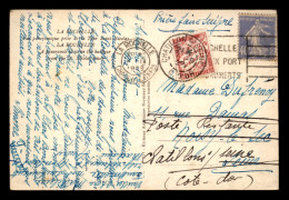 CARTE DE LA ROCHELLE ENVOYEE LE 4.09.1929 A NOISY-LE-SEC, REEXPEDIEE ET TAXEE 30C A CHATILLON-SUR-SEINE LE 7.09.1929 - 1960-.... Lettres & Documents