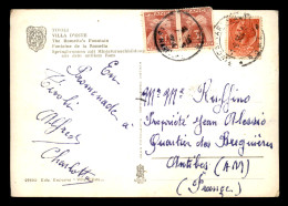 CARTE DE TIVOLI (ITALIE) ENVOYEE A ANTIBES (A.M) TAXEE AVEC 2 TIMBRES DE 3 FRS LE 2.09.1954 - 1960-.... Storia Postale