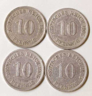 10 Pfg. Kaiserreich EMPIRE 1905  A,F,G,D, Jäger 13 (692 - 10 Pfennig