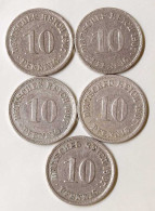 10 Pfg. Kaiserreich EMPIRE 1907  A,E,F,G,J, Jäger 13   (694 - 10 Pfennig