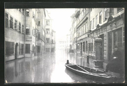 AK Hochwasser Nürnberg Am 05. Februar 1909, Ein Boot In Der Tucherstrasse  - Inondazioni