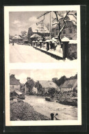AK Bad Berggiesshübel, Auf Der Hauptstrasse Vor Und Nach Der Katastrophe Am 8. /9. Juli 1927, Unwetter  - Inondations