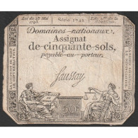 ASSIGNAT DE 50 SOLS - 23/05/1793 - DOMAINES NATIONAUX - SERIE 1742 - TTB - Assegnati
