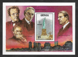 SD)1986 GRANADA THE CENTENARY OF THE STATUE OF LIBERTY, CHARACTERS, SOUVENIR SHEET, MNH - Grenade (1974-...)