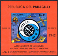 Paraguay 1974 American-Soviet Space Venture Apollo-Soyuz Souvenir Sheet Unmounted Mint. - Paraguay