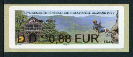 Timbre De Distributeur De 2019 "LETTRE VERTE DD **0,88 EUR - 67e A.G. DE PHILAPOSTEL - BUSSANG" - 2010-... Illustrated Franking Labels