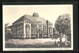AK Speyer / Landau, Architekt Karl Barth, Entwurf Geschäftshaus, Architekturbüro-Werbekarte  - Speyer