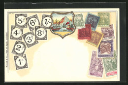 Künstler-AK Trinidad, Briefmarken Und Wappen  - Francobolli (rappresentazioni)