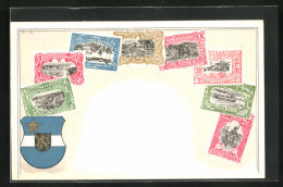 Präge-Künstler-AK Congo, Briefmarken Und Wappen  - Briefmarken (Abbildungen)