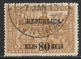Portugal – 1911 Sea Way To India Madeira Stamps Surcharged And Overprinted REPUBLICA 80 Réis Used Stamp - Oblitérés