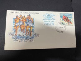 12-4-2024 (1 Z 44) Australia FDC - 75th Anniversary Of Life Surf Clubs In Austraia (2 Covers) 1981 - Sobre Primer Día (FDC)