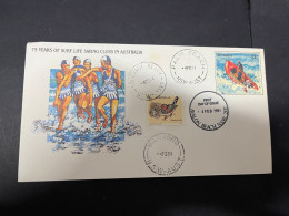 12-4-2024 (1 Z 44) Australia FDC - 75th Anniversary Of Life Surf Clubs In Austraia (2 Covers) 1981 - FDC