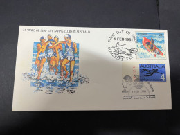 12-4-2024 (1 Z 44) Australia FDC - 75th Anniversary Of Life Surf Clubs In Austraia (2 Covers) 1981 - Premiers Jours (FDC)