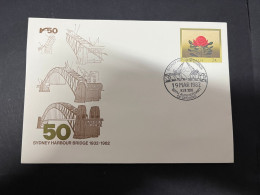 12-4-2024 (1 Z 44) Australia FDC - Sydney Harbour Bridge 50th Anniversary Postmark - 1 Cover (1982) - FDC