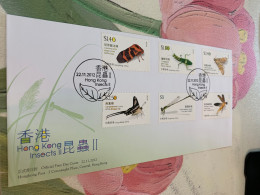 Hong Kong Stamp Dragonflies Butterfly Insects FDC 2012 - Papillons