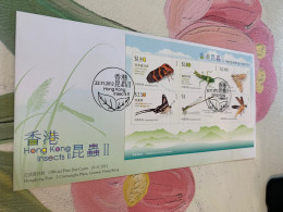 Hong Kong Stamp Dragonflies Butterfly Insects FDC 2012 - Papillons