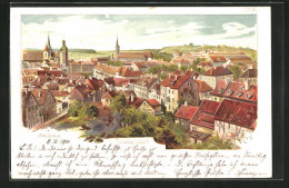 Lithographie Ansbach, Totalansicht Mit Kirche  - Ansbach