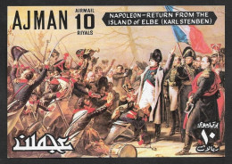 SD)1971 AJMAN NAPOLEON, THE RETURN TO THE ISLAND OF ELBA, IMPERFORATED SOUVENIR SHEET, MNH - Andere & Zonder Classificatie