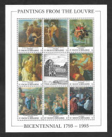 SD)1993 ST. VINCENT AND GRENADINES FROM THE ART SERIES, BICENTENARY OF THE LOUVRE PAINTINGS, SOUVENIR SHEET, MNH - St.Vincent & Grenadines