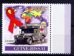 Guinea Bissau 2007 MNH, U.S. M997 Ambulance Emblazoned With Red Cross, Aids, Medicine - Croix-Rouge